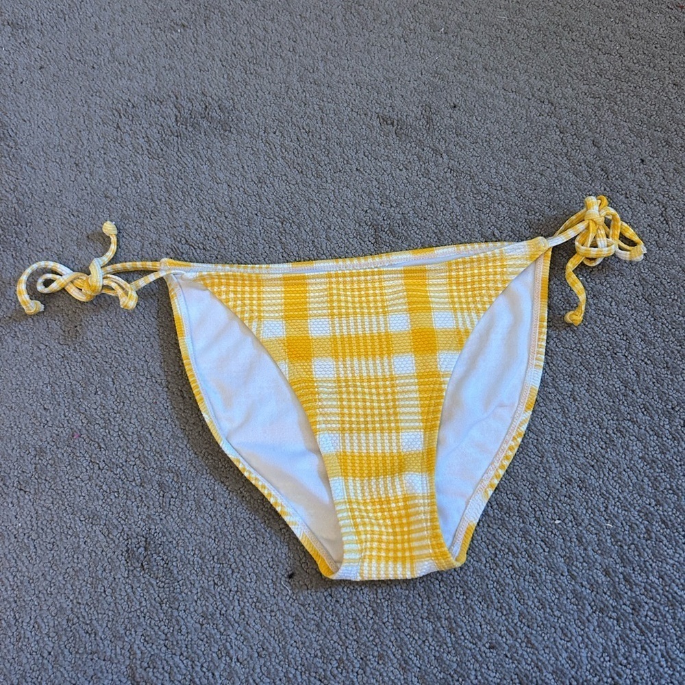 Yellow and White Plaid Bikini Bottom